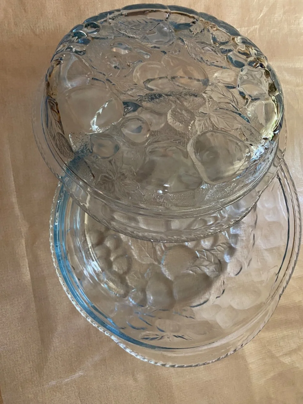“Orchard Fruit” Vintage Libbey Blue glass 3qt. Casserole